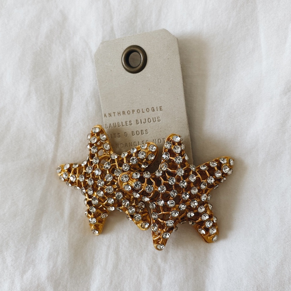 Anthropologie CRYSTAL STARFISH POST EARRINGS